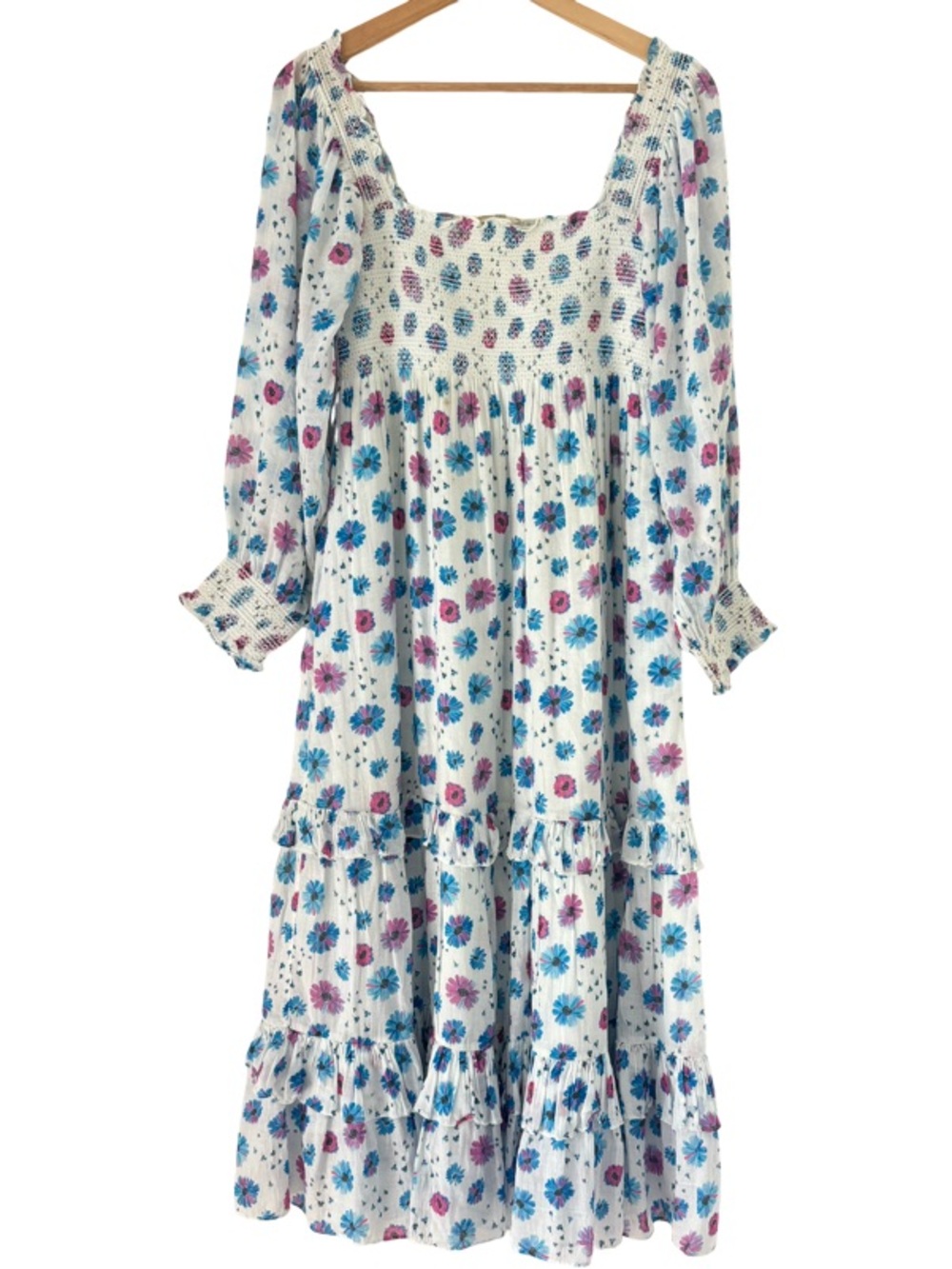 LoveShackFancy Miri Midi Dress Deep Cotton Candy White Size S - Picture 6 of 12